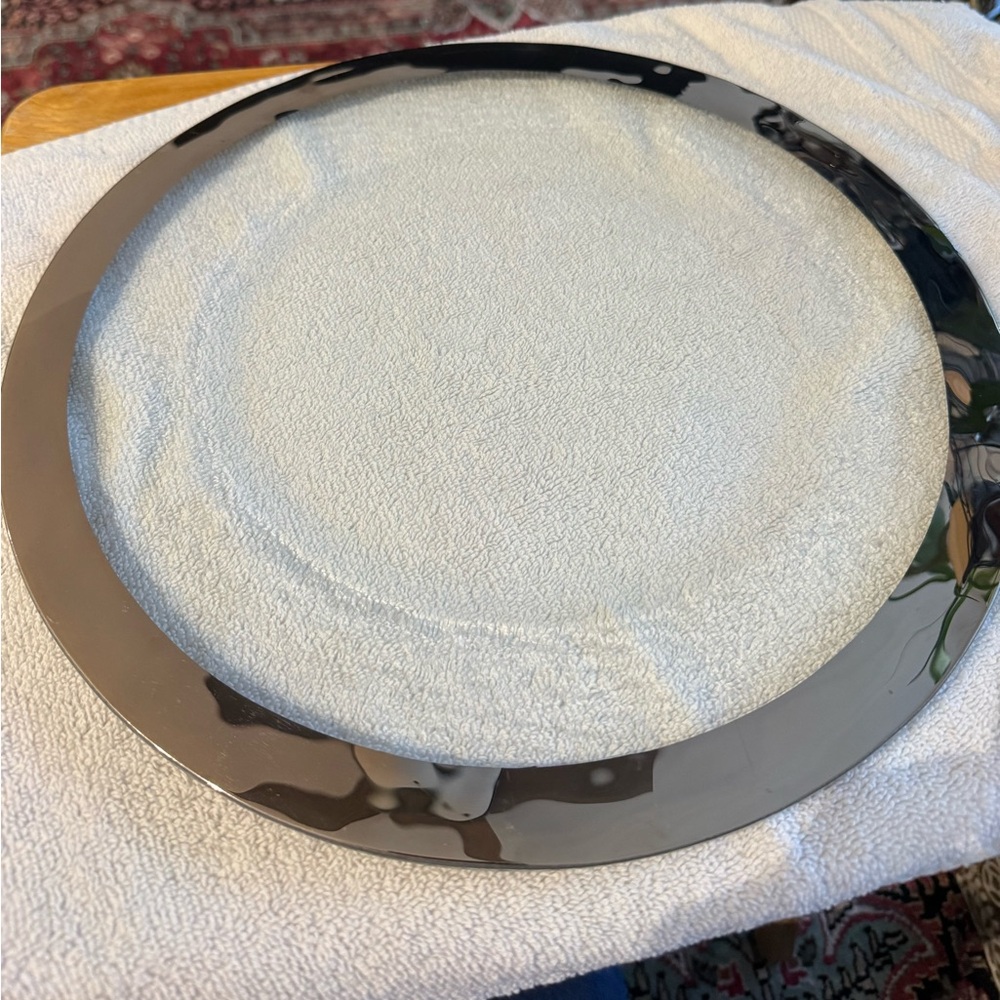 Vintage Elegant Annieglass Platter with Platinum Border. Signed numbered dated